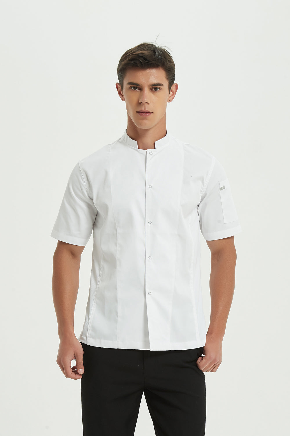 Mint White Chef Jacket, Short Sleeve with Dri-Fit