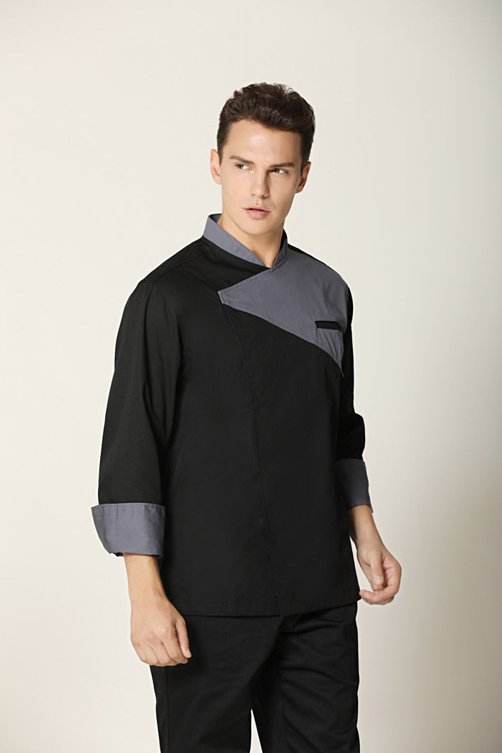 Oregano Black with Grey, Long Sleeve chef jacket