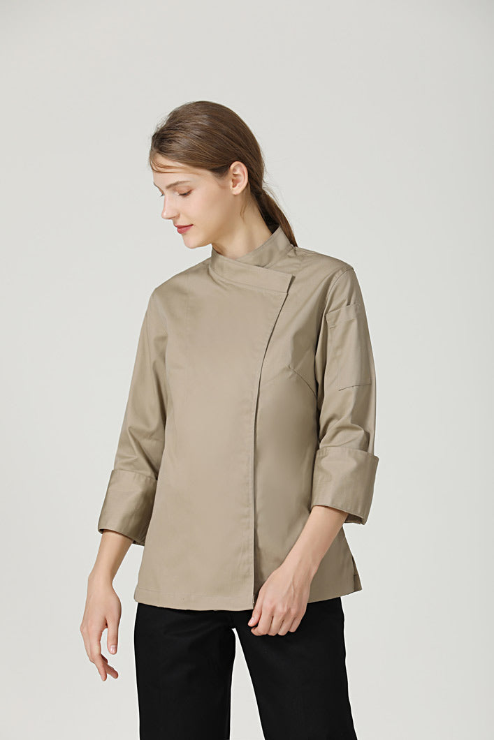 Rosemary Khaki, Long Sleeve women chef jacket