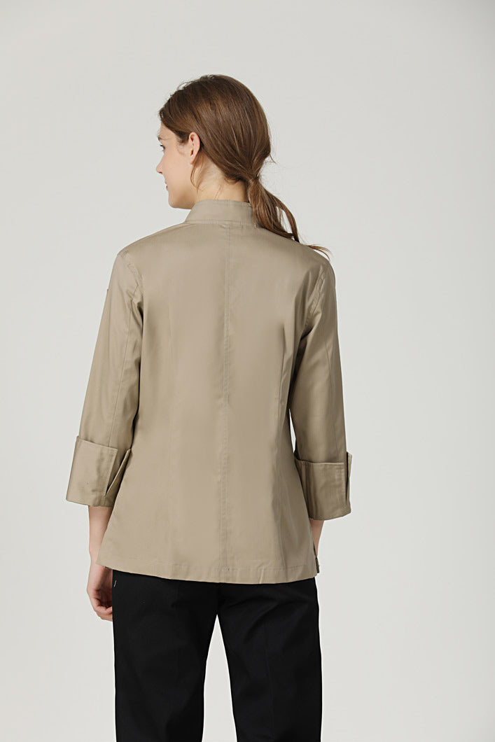 Rosemary Khaki, Long Sleeve women chef jacket