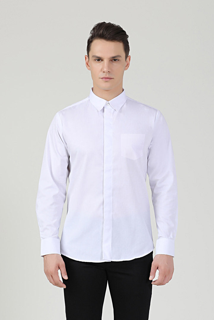Unisex White Service Shirt long sleeve