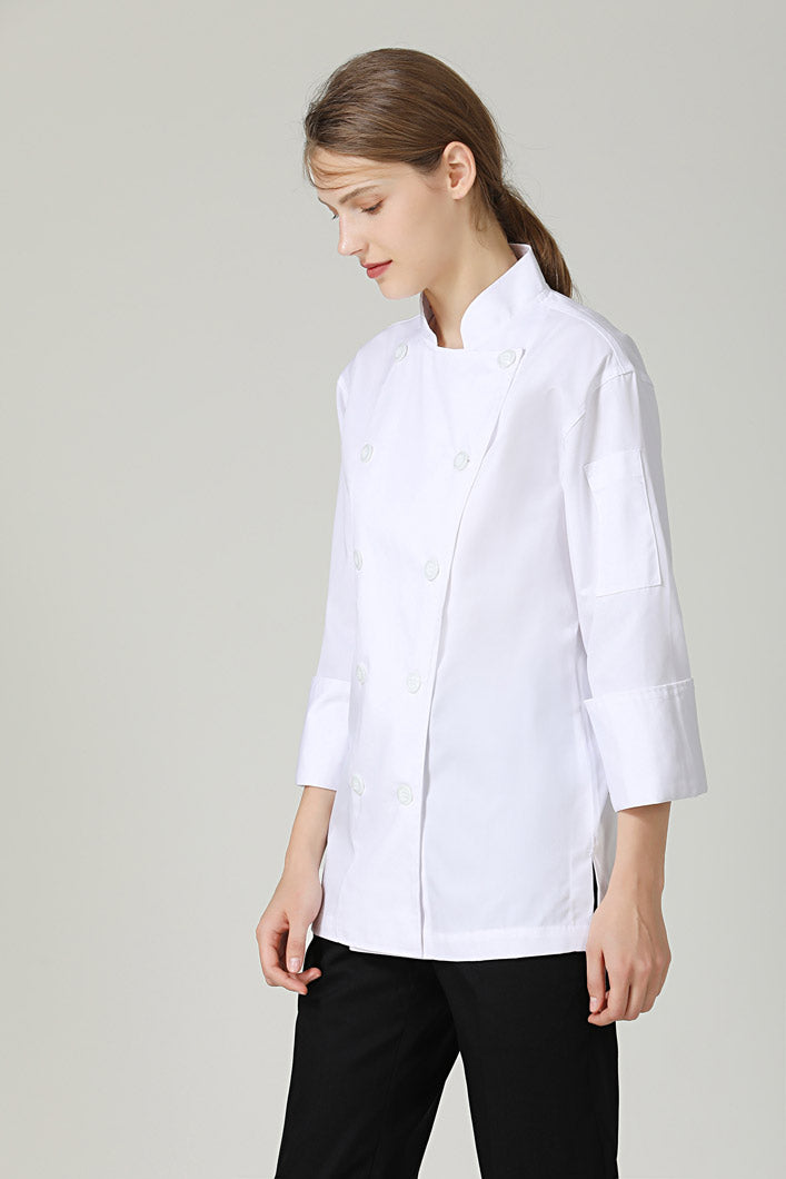 BClassic white long sleeve chef jacket side view