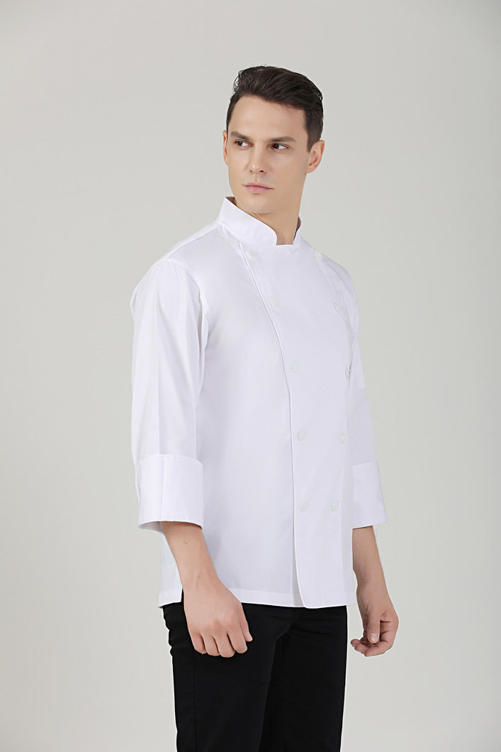 BClassic white long sleeve chef jacket side view