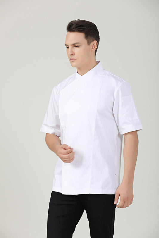 Meiji White Short Sleeve chef jacket