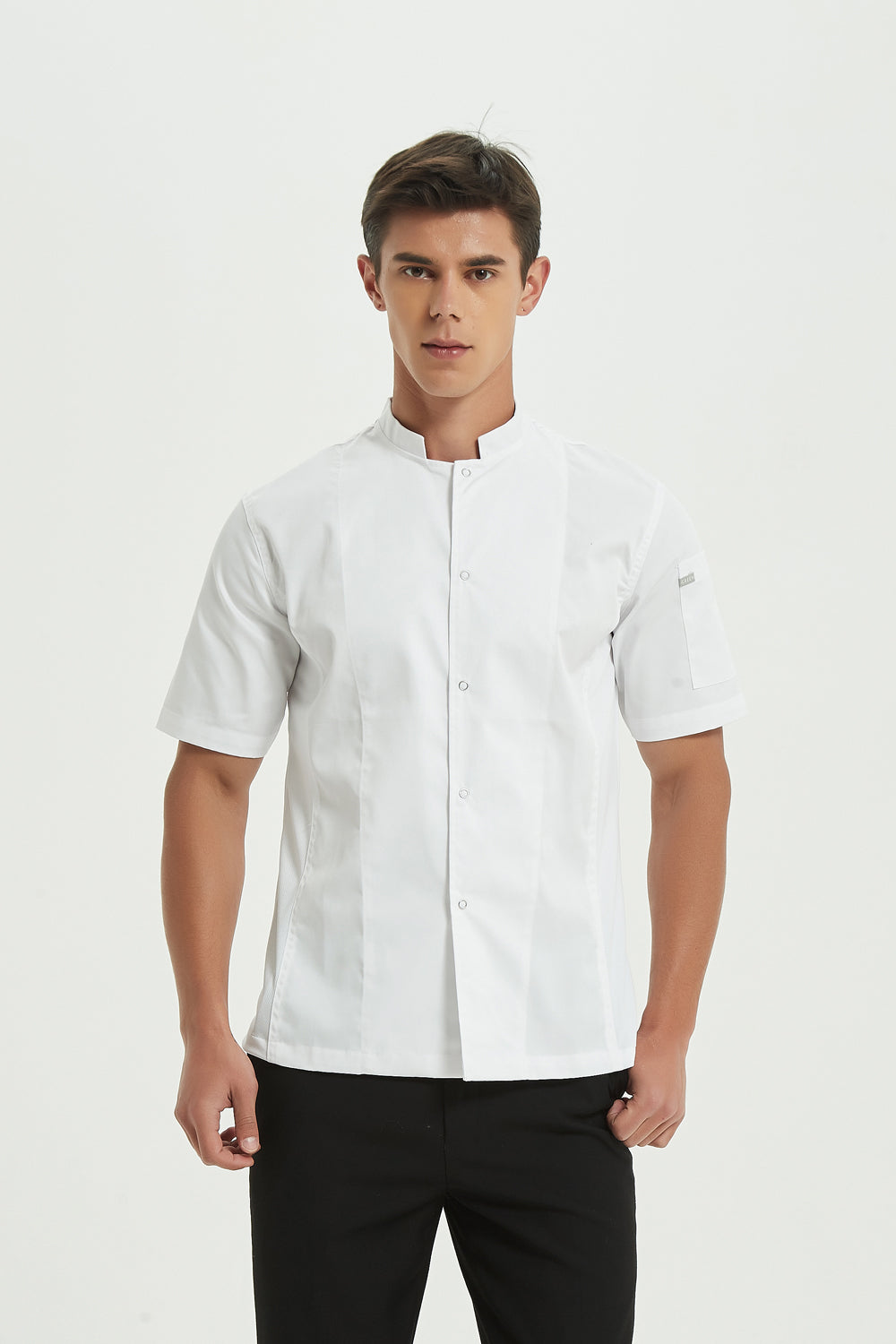 Mint White Chef Jacket with Dri-fit, Front View