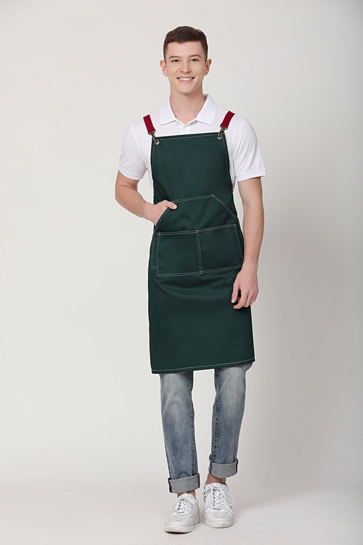 Xion Green Apron with Red Straps